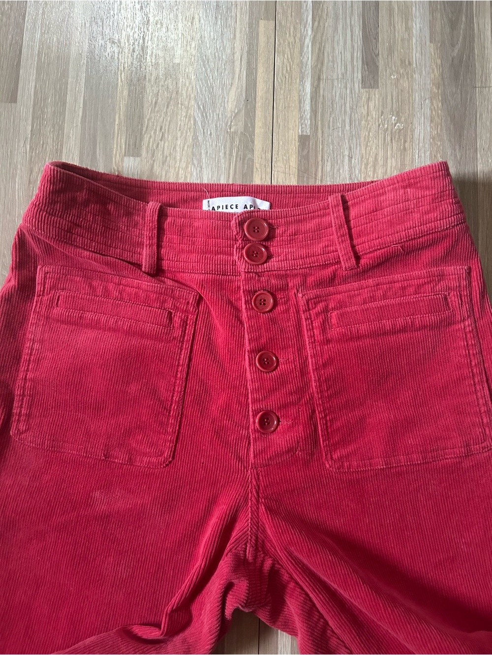 Apiece Apart Marston High-Waist Straight Pink Corduroy Button-Front Pants Size 2 - Picture 8 of 9